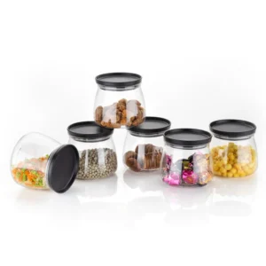 MANNKKART Matka Shaped Jar with Air Tight & Leak Proof Lid (Multicolour) (Set of 6) (900Ml)